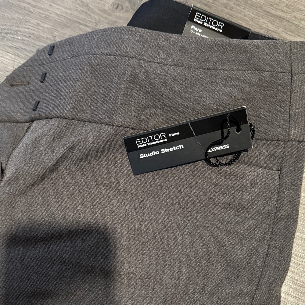 Express Editor Studio Stretch Flare Pants - Charcoal Gray